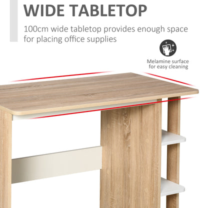 Office Desk w/ 3-Tier Display Shelf Storage - Wood effect