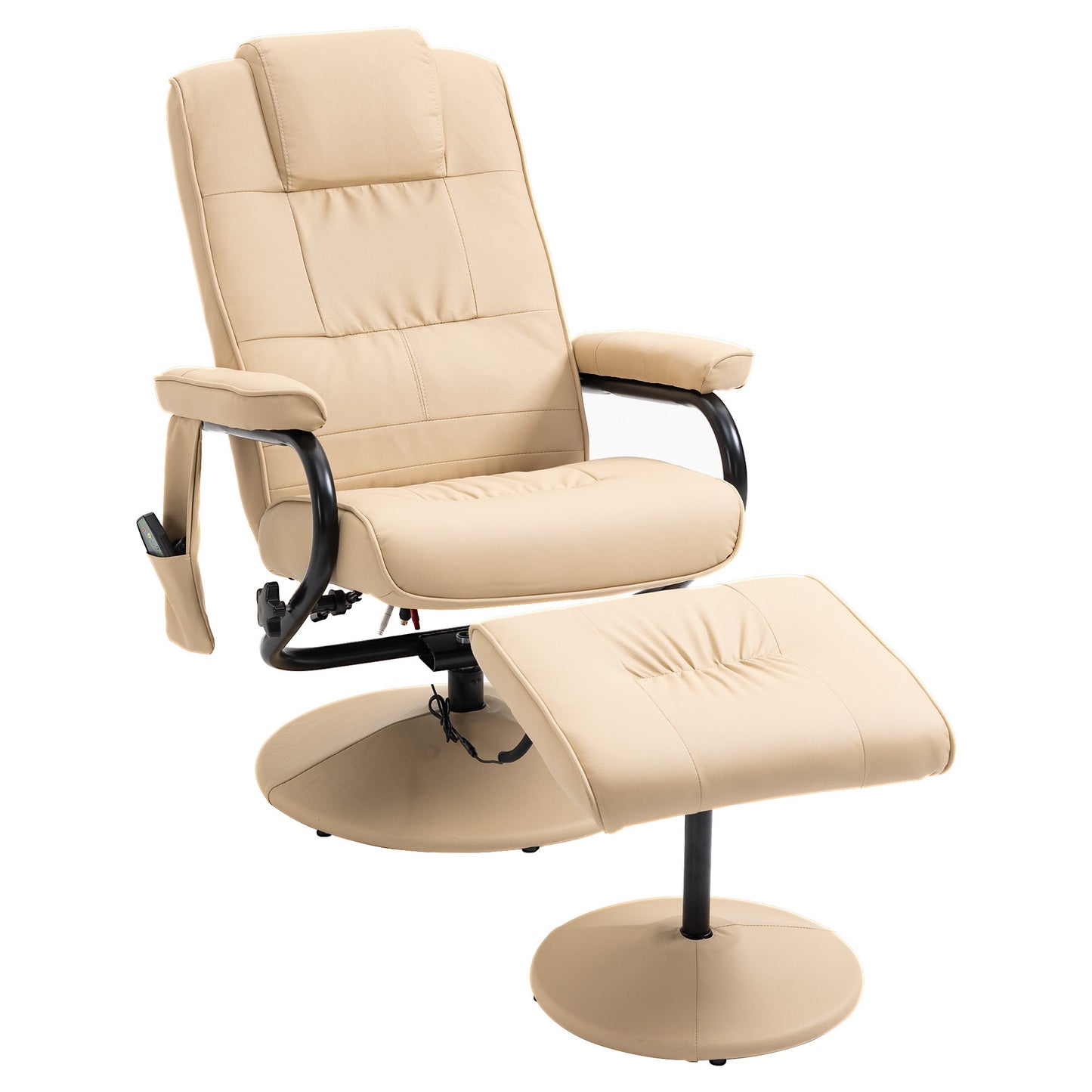 Manual Sofa Reclining Armchair PU Leather Massage Recliner Chair and Ottoman