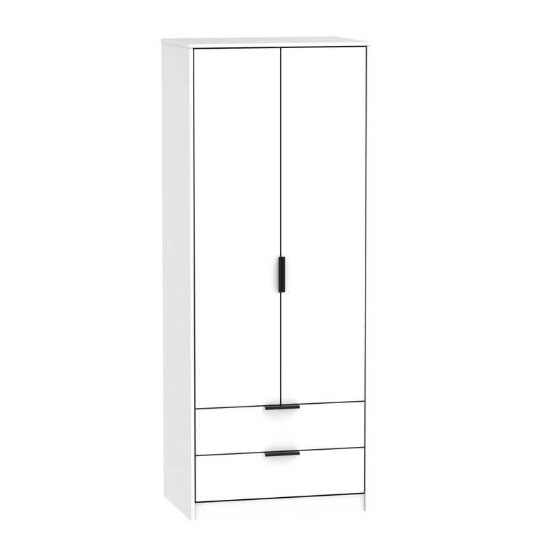 Drayton Tall Wardrobe White 2 Doors 2 Drawers