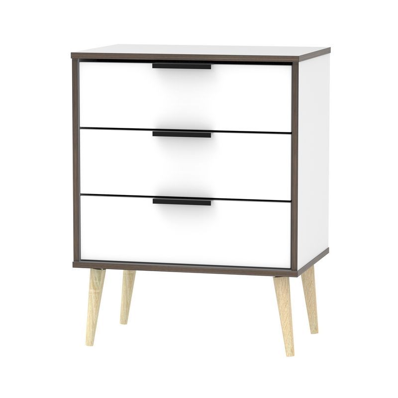 Drayton Chest of Drawers Natural & White 3 Drawers On Legs