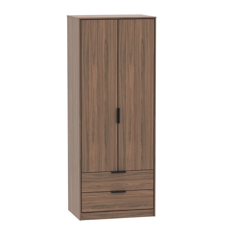 Drayton Tall Wardrobe Brown 2 Doors 2 Drawers