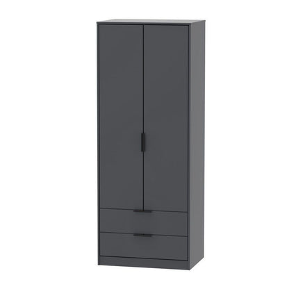 Drayton Tall Wardrobe Black 2 Doors 2 Drawers