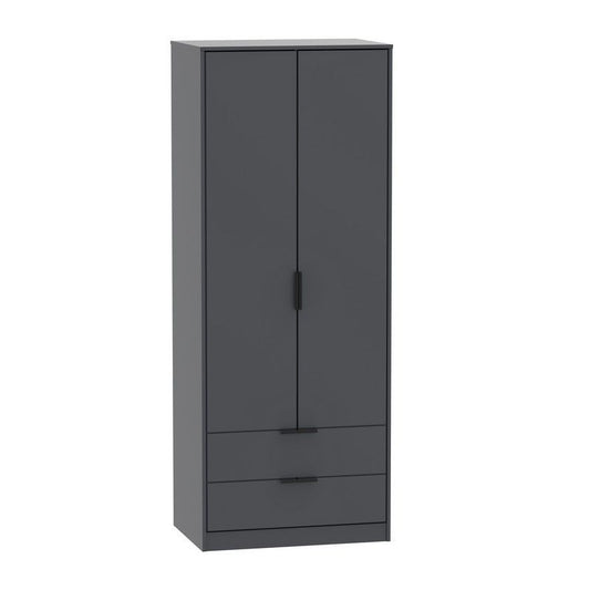 Drayton Tall Wardrobe Black 2 Doors 2 Drawers