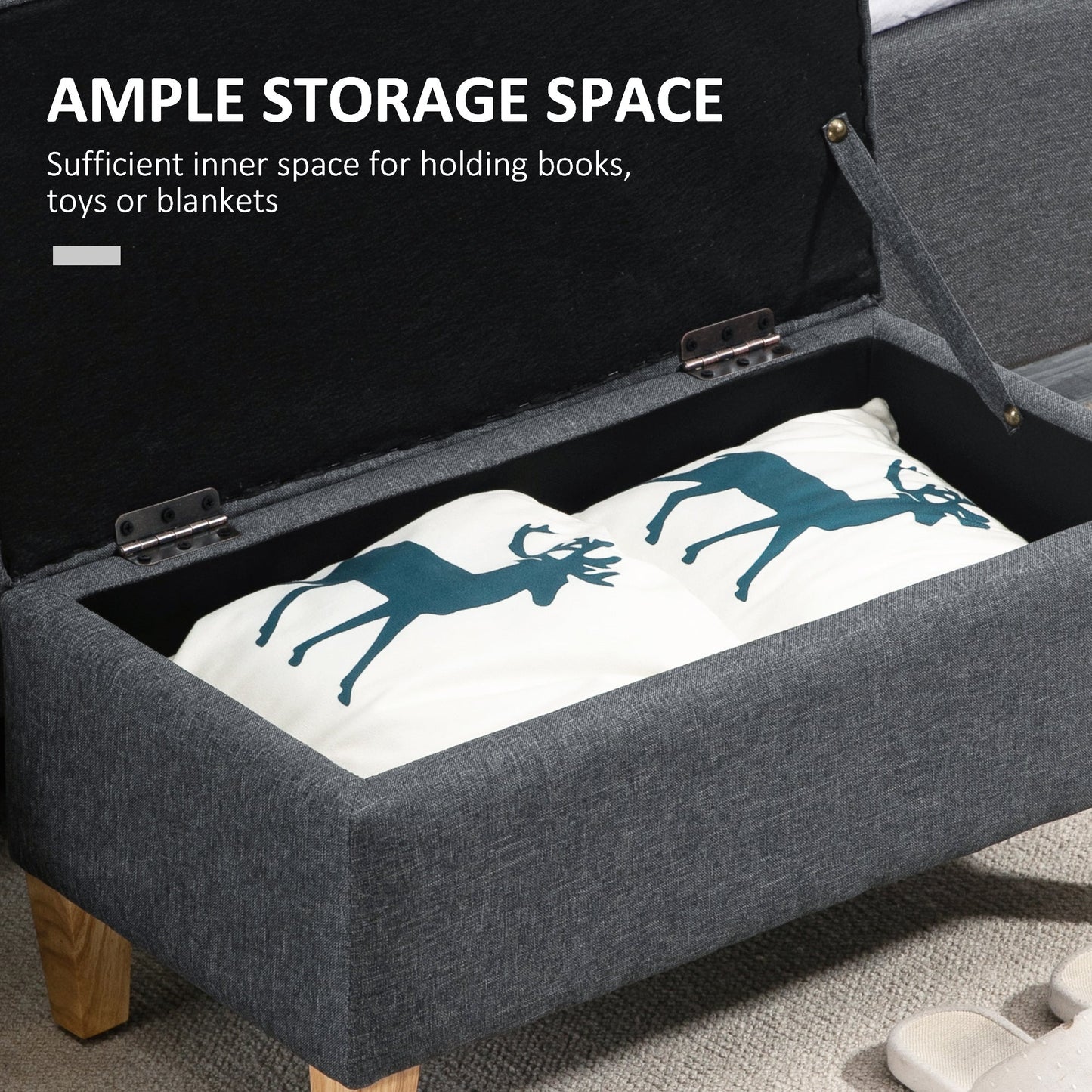 Linen-Look Storage Ottoman