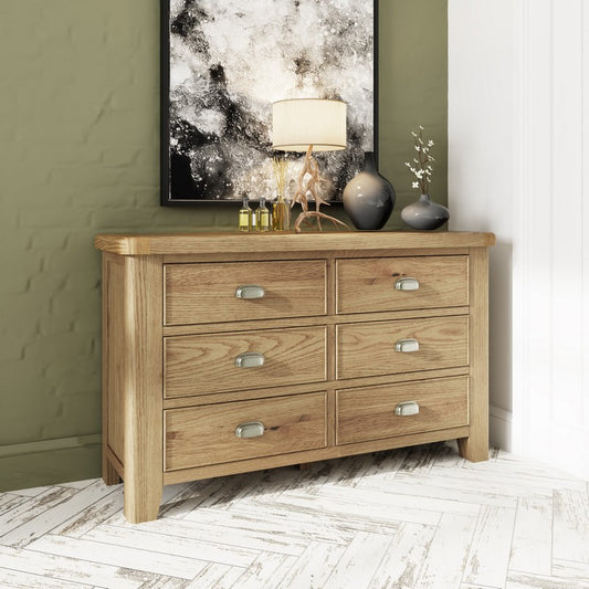 Bondi Large Chest of Drawers Oak Natural 6 Drawers