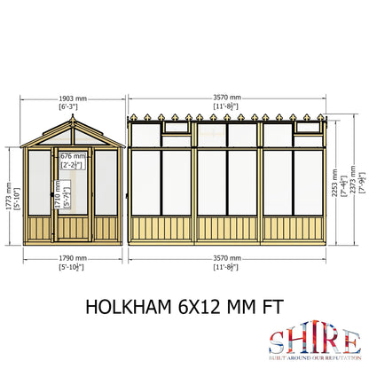 Shire Holkham 11' 8" x 6' 2" Apex Greenhouse - Premium Coated