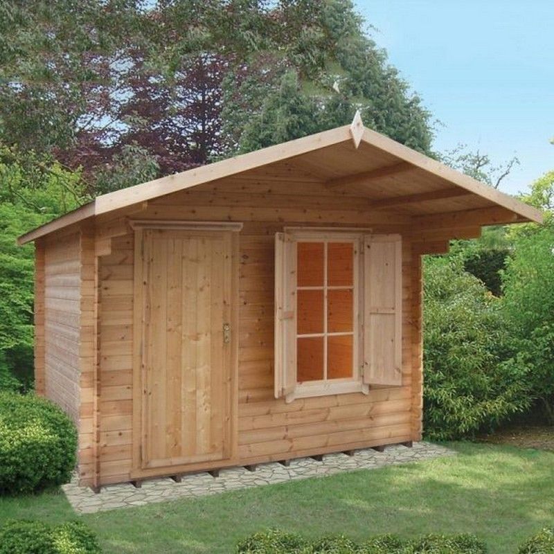 Shire Hopton 9' 9" x 9' 9" Apex Log Cabin - Premium 28mm Cladding Tongue & Groove