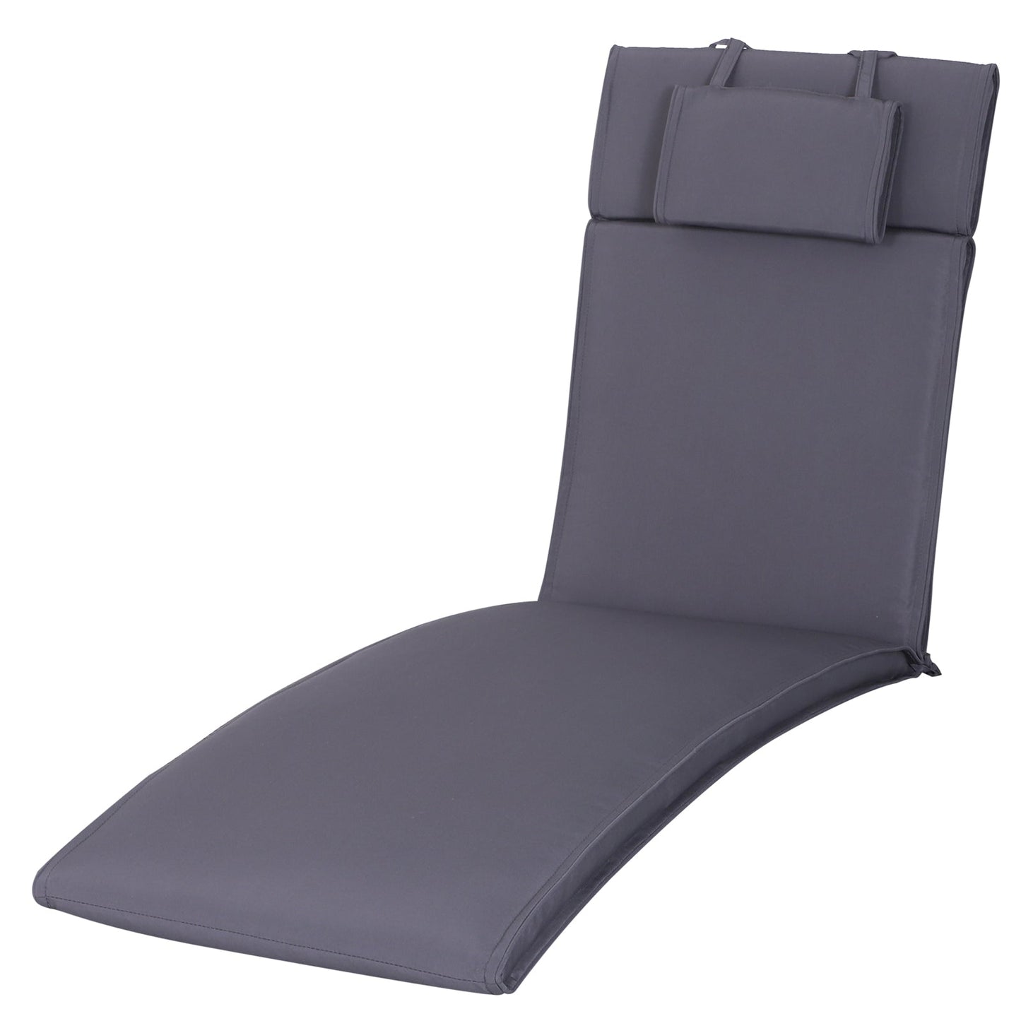 Garden Sun Lounger Cushion Replacement Thick Sunbed Reclining Chair Relaxer Pad with Pillow - Grey