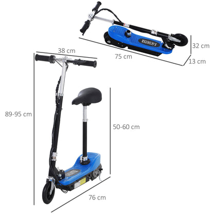 Homcom Foldable Electric Scooter For Kids 12V 120W Withbrake Kickstand -Blue