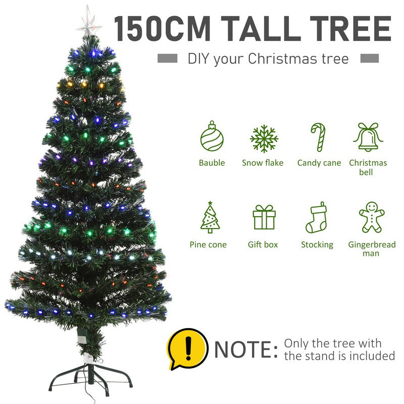 5FT Pre-Lit Fiber Optic Christmas Tree with Star Tree Topper