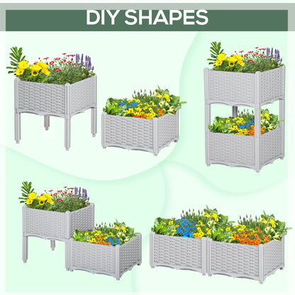 Raised Flower Bed Vegetable Herb Plant Stand Lightweight - 40L x 40W x 44H CM