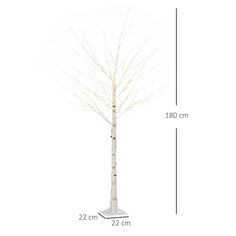 Homcom 6ft Artificial White Birch Tree Light with Warm White Pre-Lit LED Light for Indoor and Covered Outdoor Use