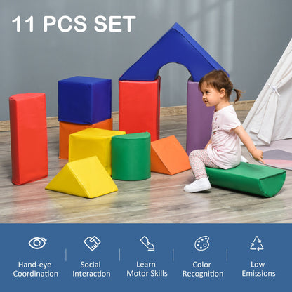 11 Piece Soft Play Blocks Toy Foam Building and Stacking Blocks for Kids