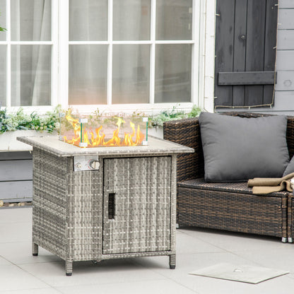 Outdoor PE Rattan Gas Fire Pit Table