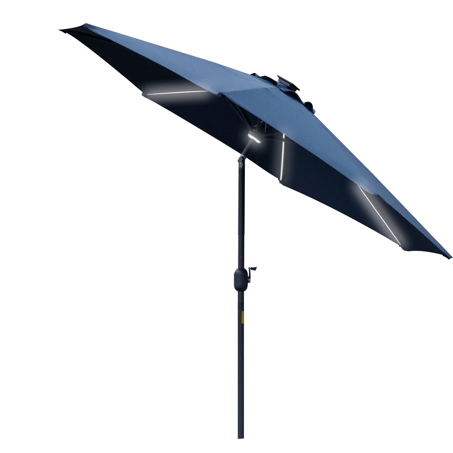 2.7m Garden Parasol Sun Umbrella w/ LED Solar Light Angled Canopy Blue