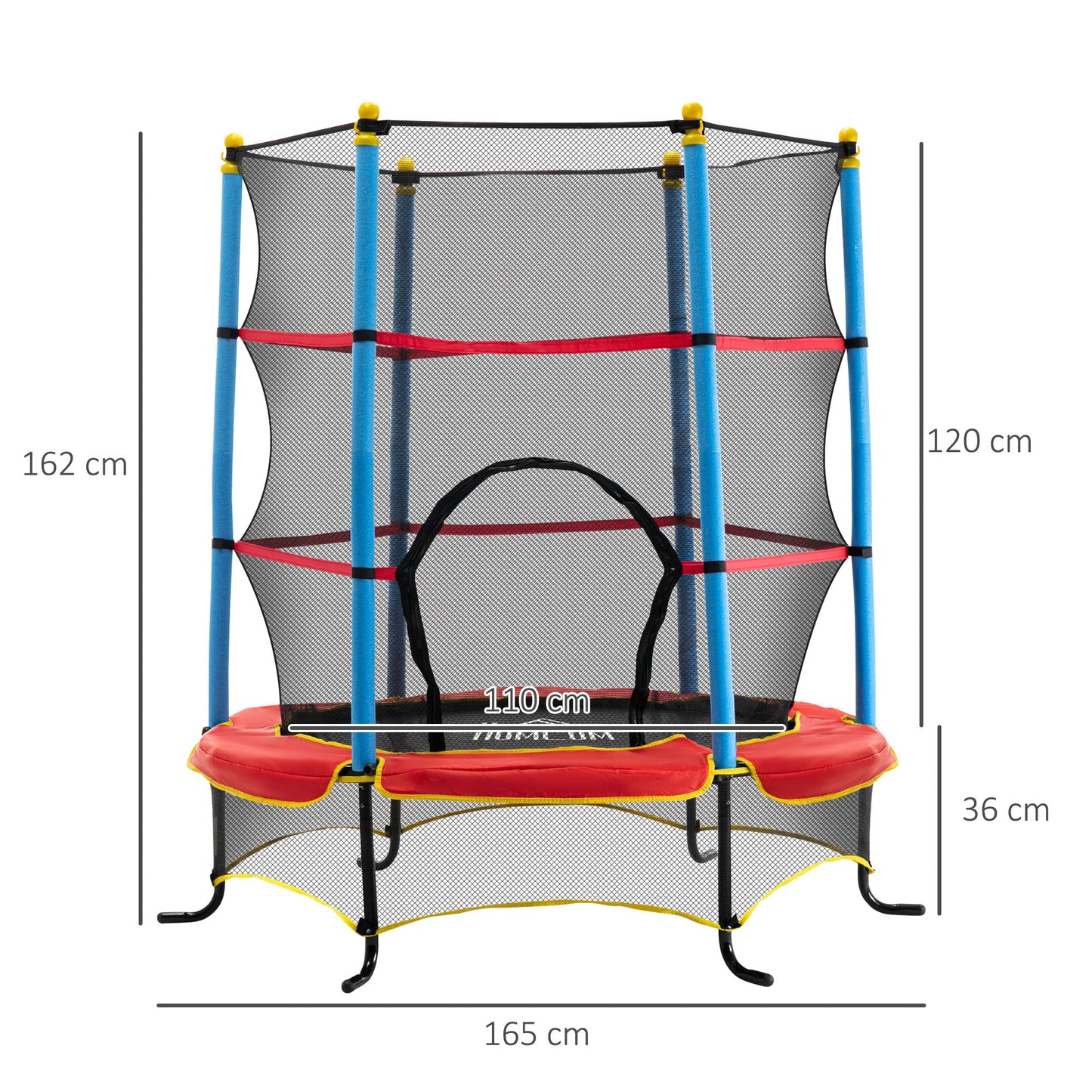 5.4FT/65 Inch Kids Trampoline with Enclosure Net Built-in Zipper Safety Pad Indoor Outdoor for Children Toddler Age 3-6 Years Old