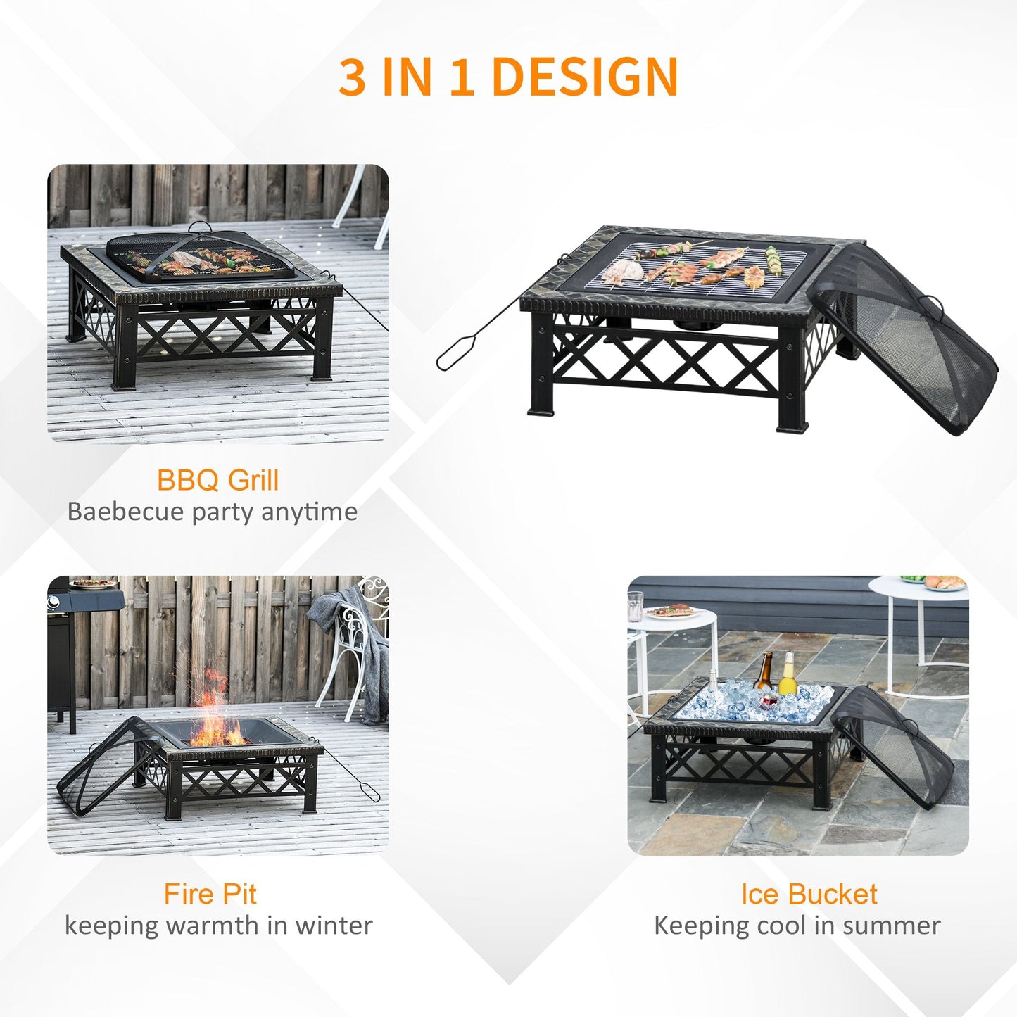 Large Outdoor Fire Pit Table