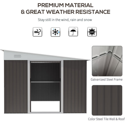 Galvanised 11.3 x 9.2' Sliding Double Door Offset Pent Garden Shed With Ventilation Steel Grey by Steadfast