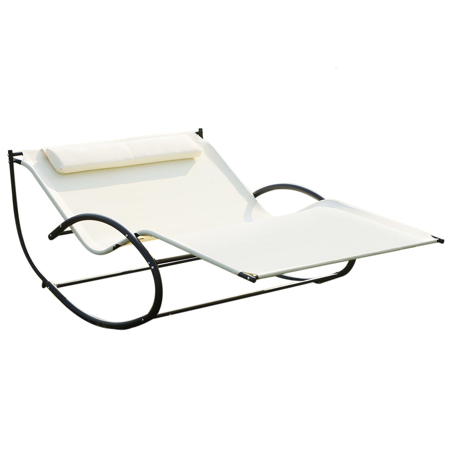 Double Hammock Chair Sun Lounger Outdoor Patio Garden Swing Rock Seat Cream White