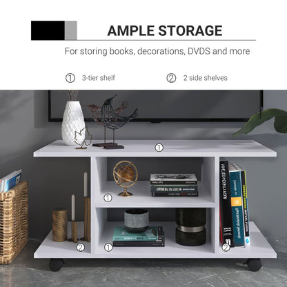 Homcom Modern TV Cabinet Stand Storage Shelves Table Mobile Bedroom Furniture Bookshelf Bookcase White New