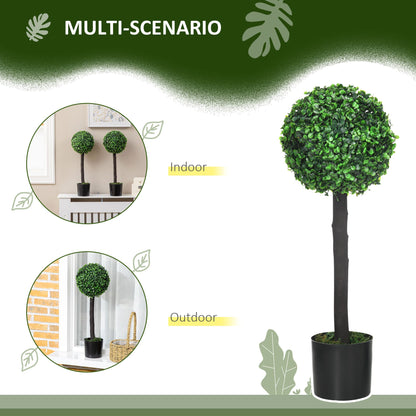 Set of 2 Artificial Plants Boxwood Ball Trees in Pot Fake Plants for Home Indoor Outdoor Decor