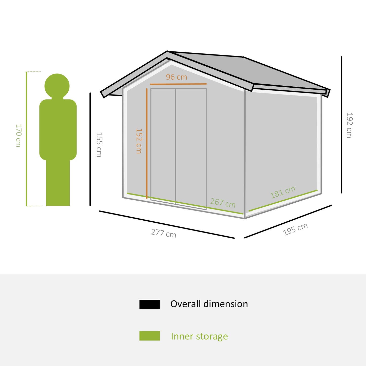 Galvanised 9 x 6' Double Door Apex Garden Shed With Ventilation Steel Dark Grey by Steadfast