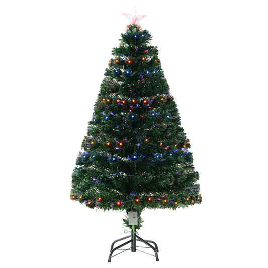 4FT Prelit Artificial Christmas Tree with Multi-Coloured Fiber Optic LED Light