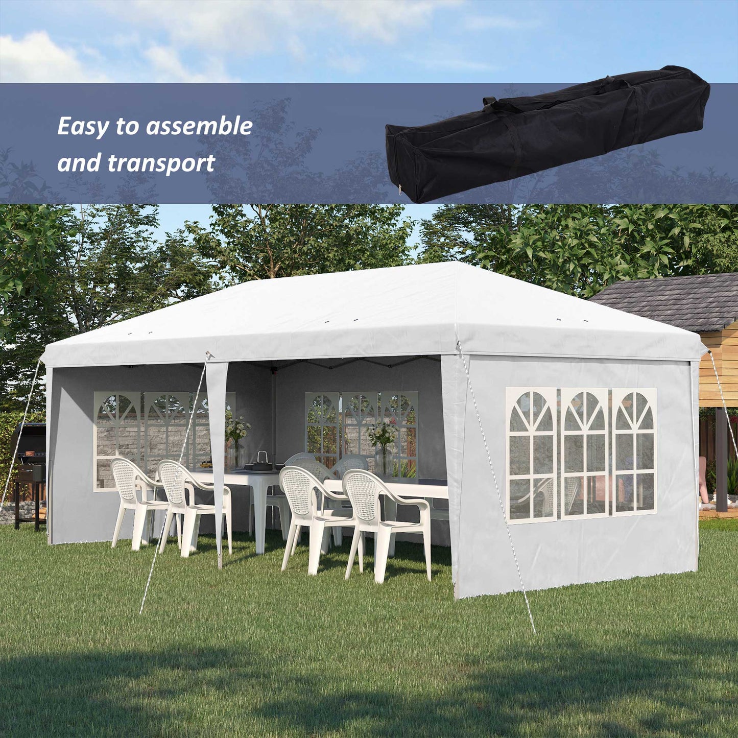 Outsunny 3 x 6m Half-Open Garden Gazebo