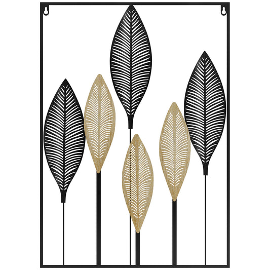 3D Metal Wall Art Modern Banana Leaves Hanging Wall Sculpture Home Decor for Living Room Bedroom Dining Room