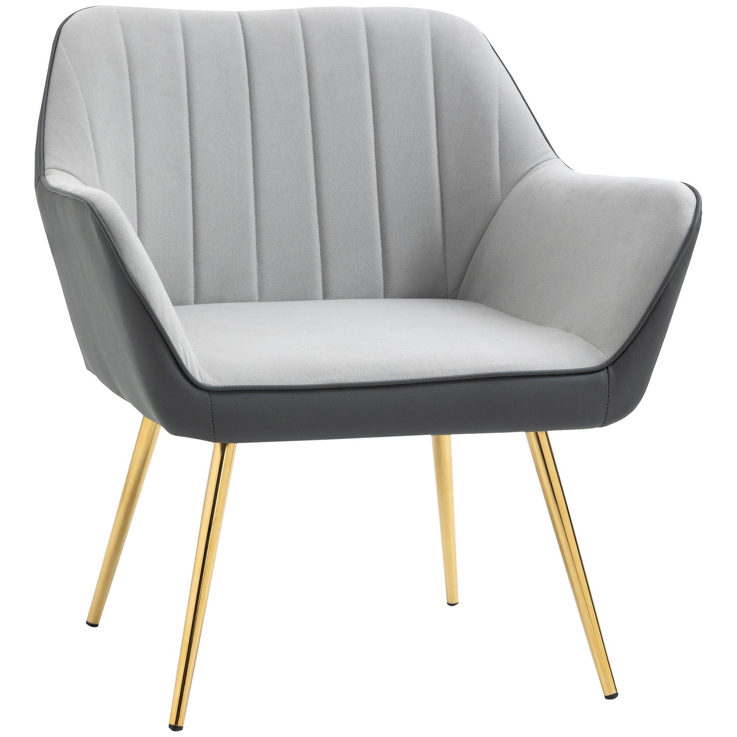 Modern Velvet Armchairs with Gold Steel Legs