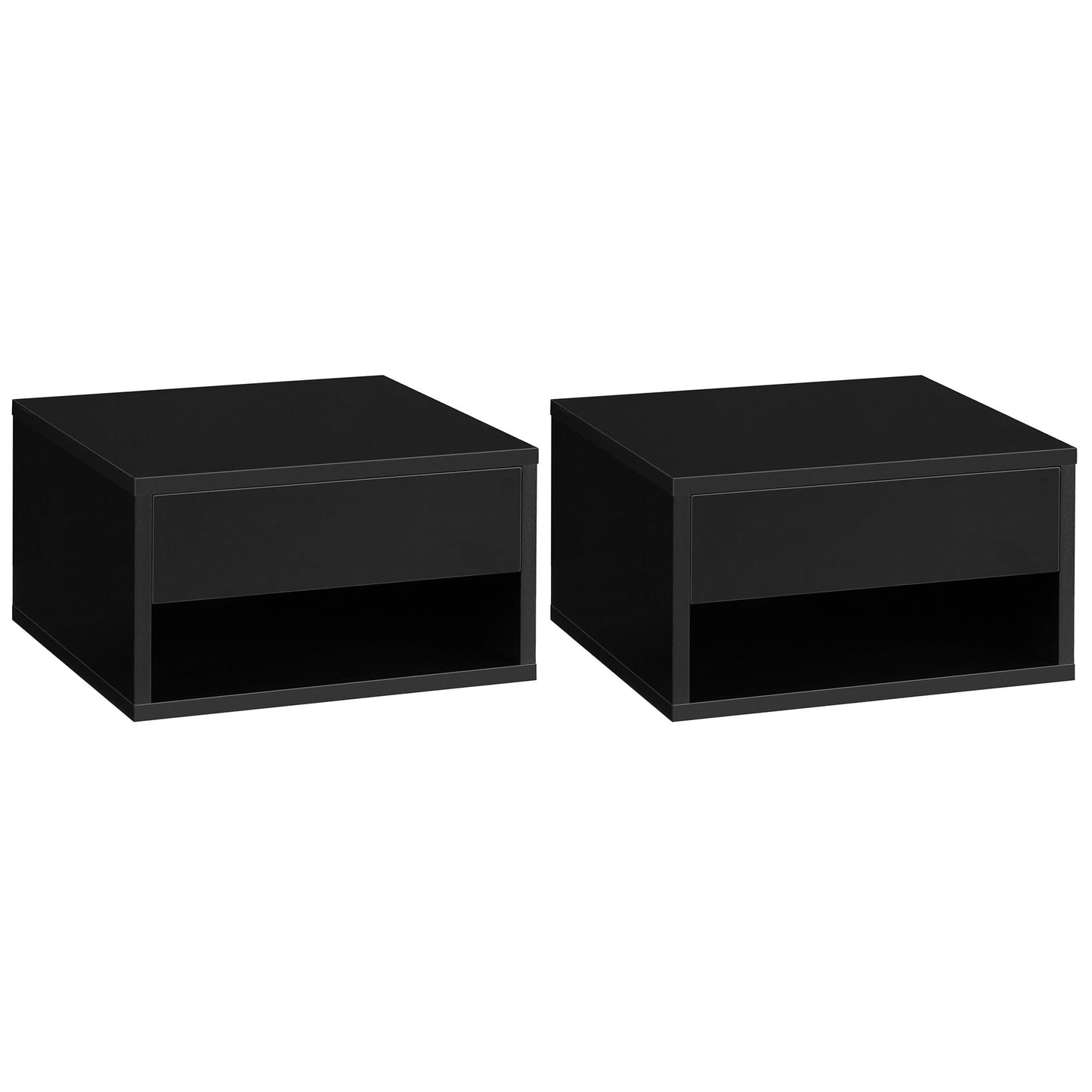 Set of Two Floating Bedside Tables - High Gloss Black