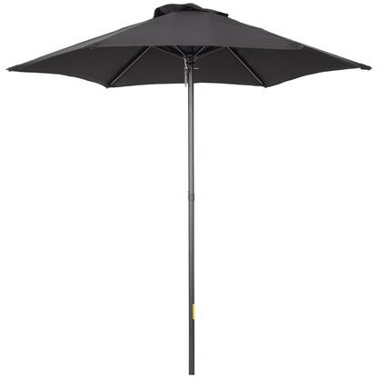 2m Aluminium Pole Garden Parasol - Black