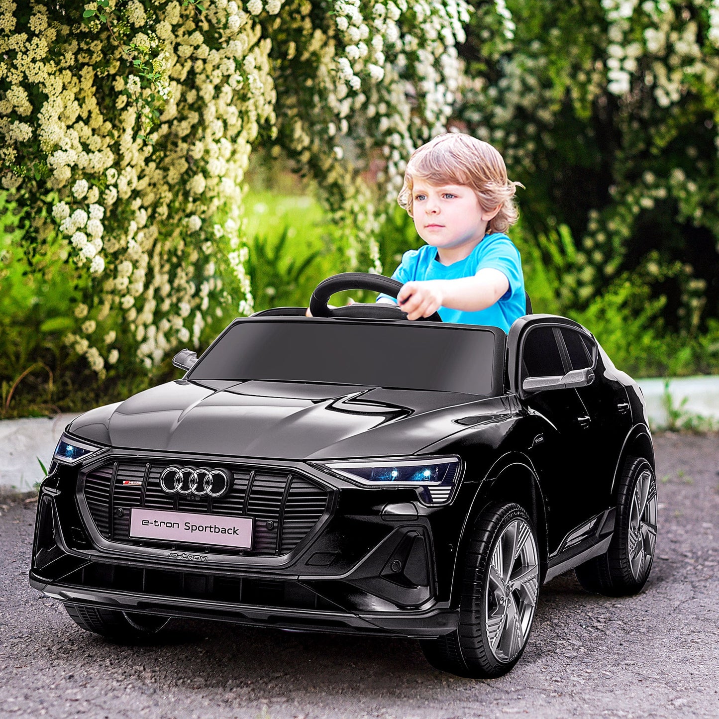 Audi E-tron Licensed 12V Kids Electric Ride On Car with Parental Remote Music Lights MP3 Suspension Wheels for 3-5 Years Black