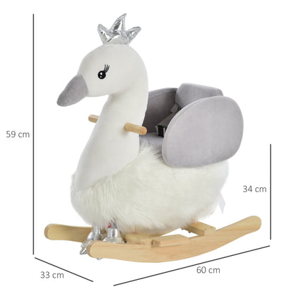 Toddlers Swan Plush Rocking Ride On w/ Sound White/Grey