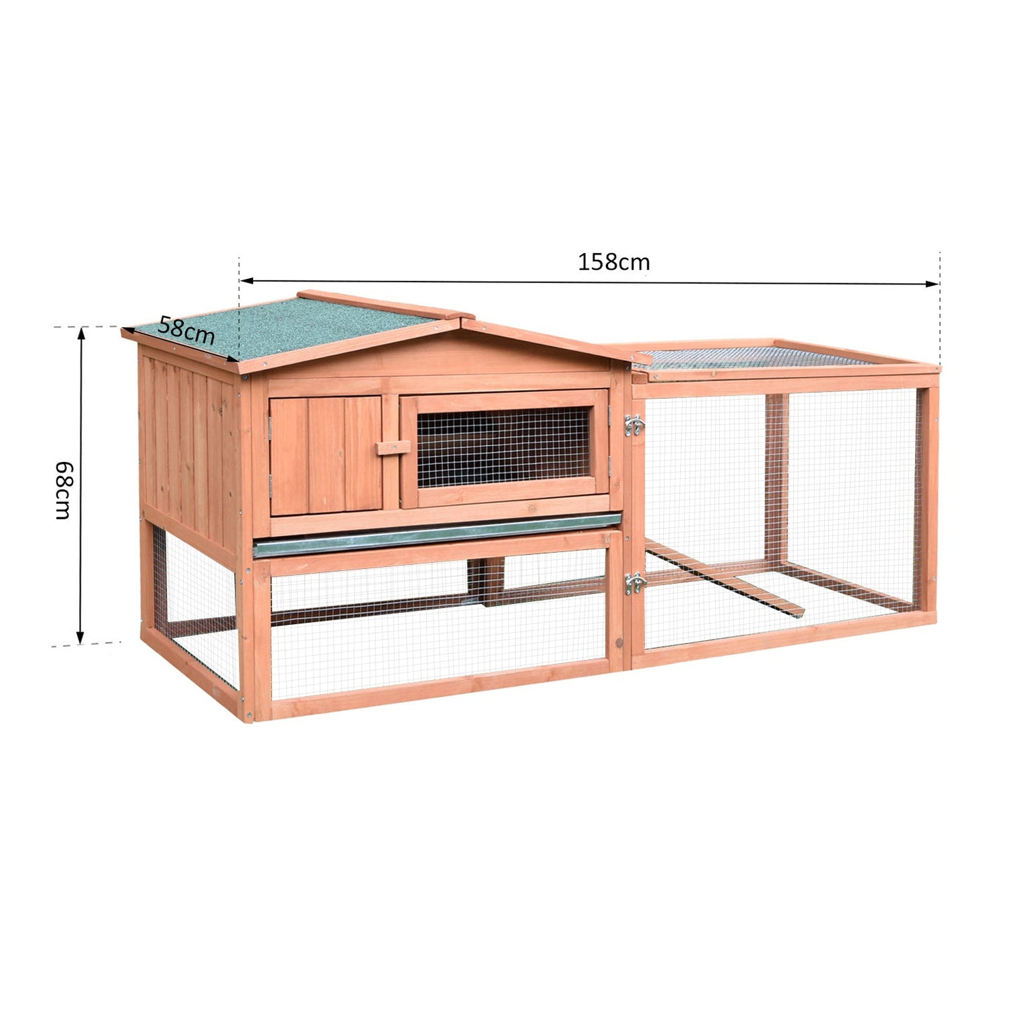 PawHut 2 Floor Wooden Rabbit Hutch House Bunny Coop Outdoor Garden Backyard