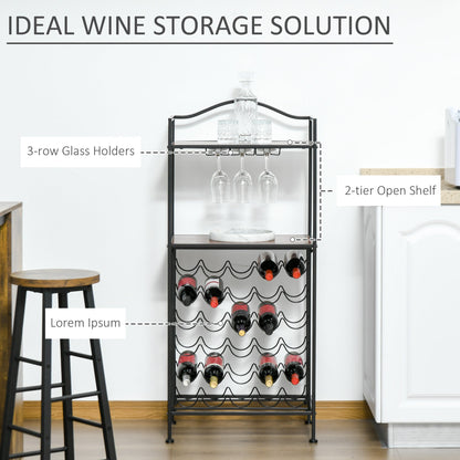 Industrial 30-bottle Wine Rack Barker's Rack Bar Storage with Glass Holders