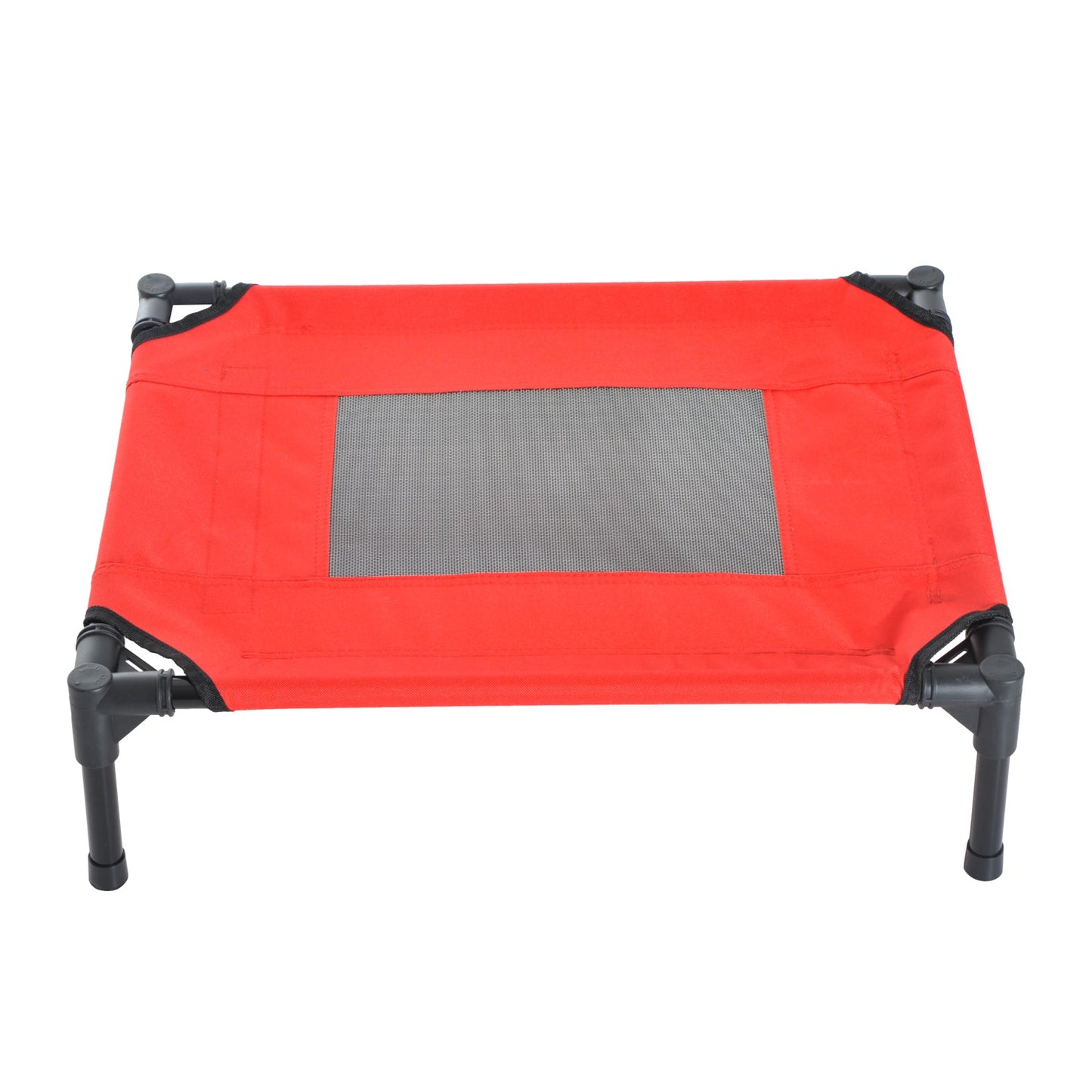 Pawhut Elevated Pet Bed Portable Camping Raised Dog Bed With Metal Frame Black Red (Small)