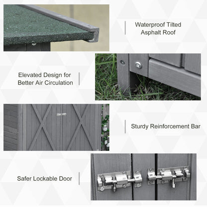 Fortress 160cm Double Door Pent Garden Store Lockable Fir Wood Grey by Steadfast