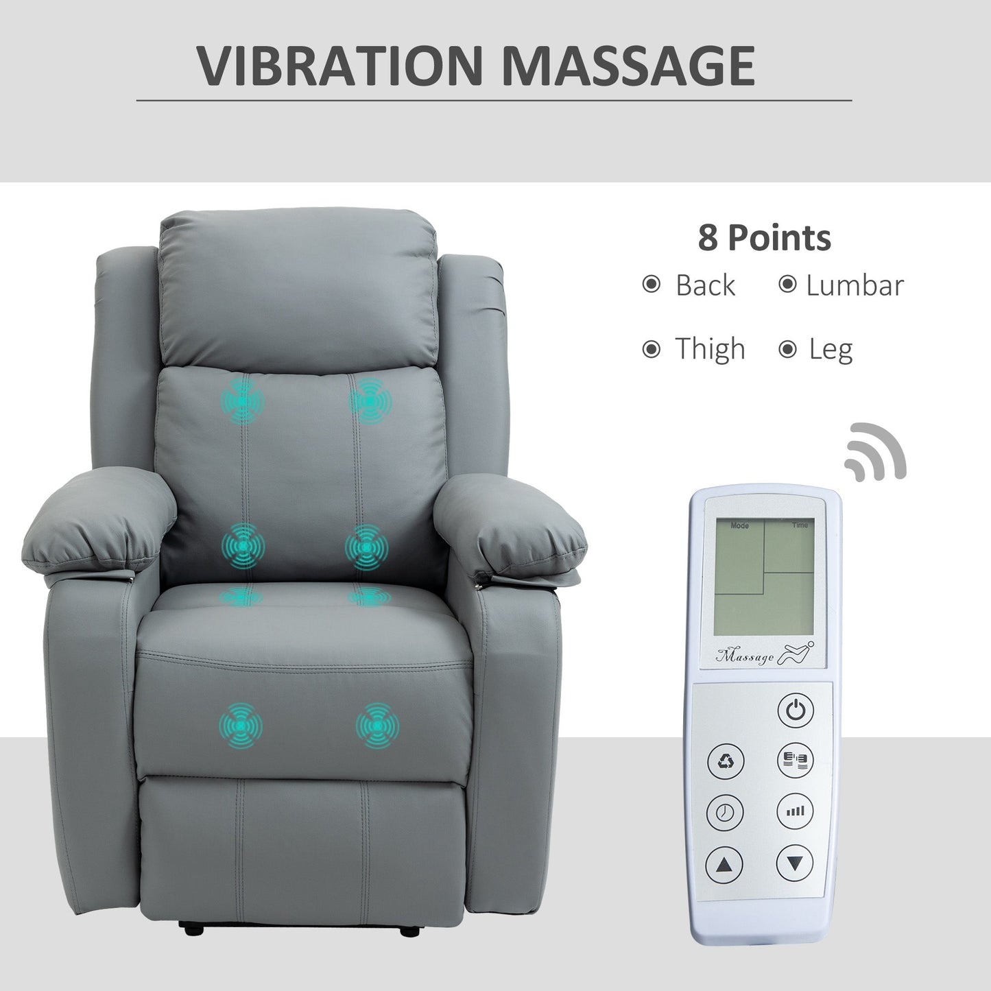 Homcom Electric Power Lift Recliner Chair Vibration Massage Reclining Chair with Remote Control and Side Pocket