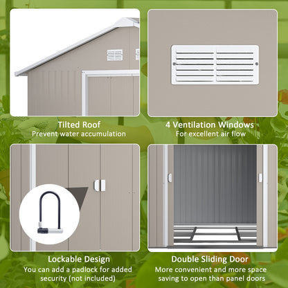 Galvanised 13 x 11' Sliding Double Door Apex Garden Shed With Ventilation Steel Light Grey by Steadfast