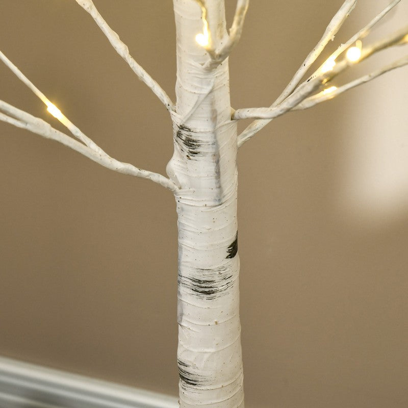 Homcom 6ft Artificial White Birch Tree Light with Warm White Pre-Lit LED Light for Indoor and Covered Outdoor Use