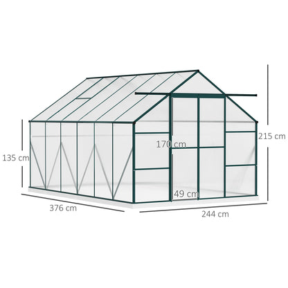 Aluminum Greenhouse Polycarbonate Walk-in Garden Greenhouse Kit with Adjustable Roof Vent