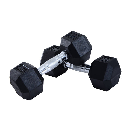 2x8kg Hex Dumbbell Rubber Weights Sets Hexagonal Gym Fitness Lifting Home