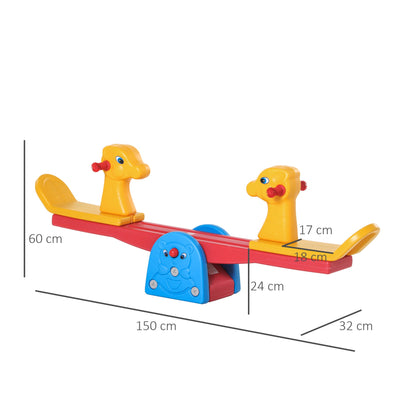 Kids Seesaw Safe Teeter Totter 2 Seat w/ Easy-Grip Handles 360 Degrees Rotating