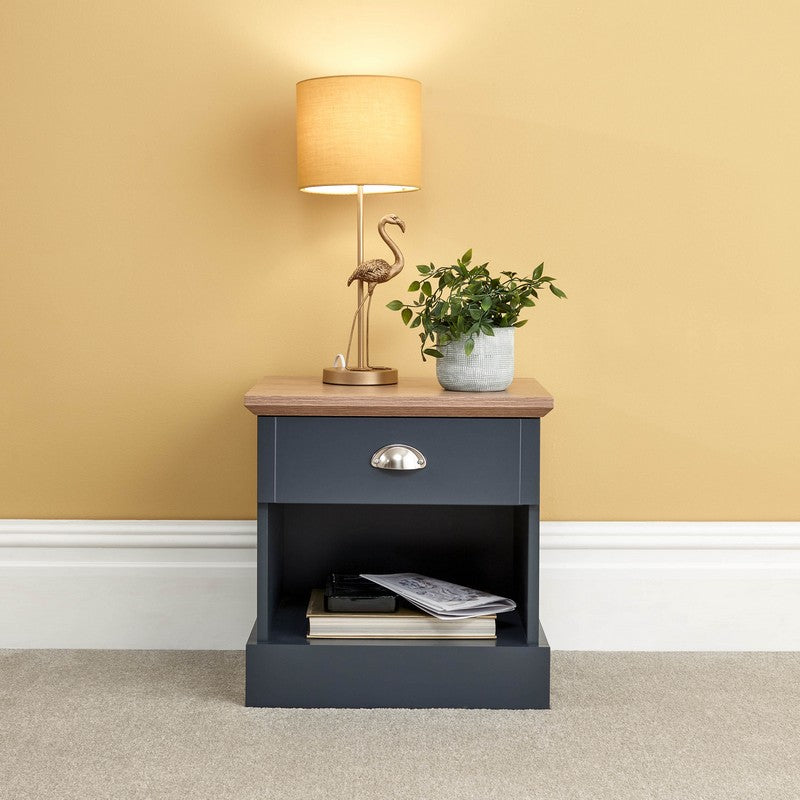 Kendal Bedside Table Blue 1 Shelf 1 Drawer