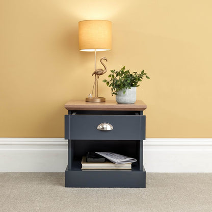 Kendal Bedside Table Blue 1 Shelf 1 Drawer