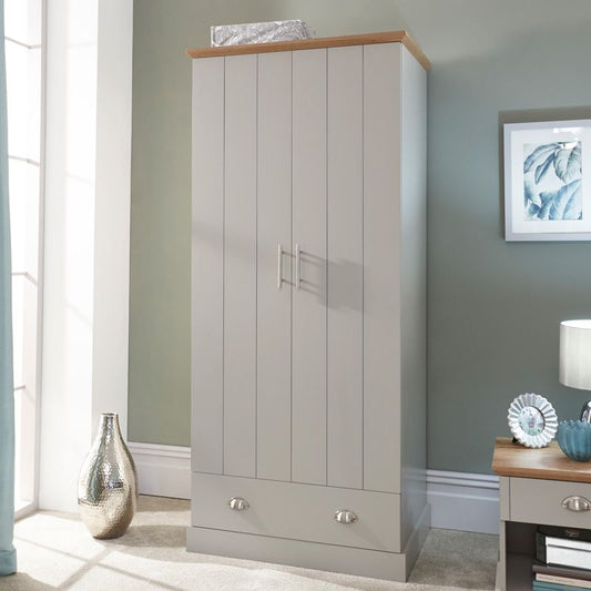 Kendal Tall Wardrobe Grey 2 Doors 1 Drawer