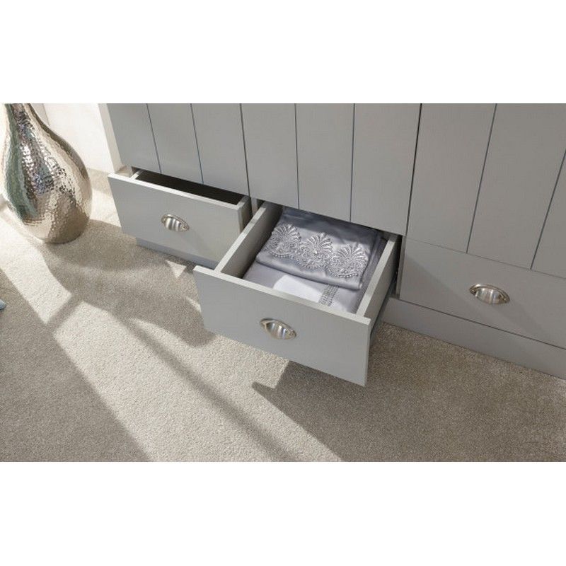 Kendal Tall Wardrobe Grey 3 Doors 1 Shelf 3 Drawers