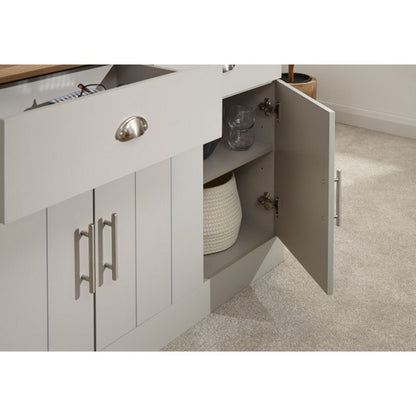 Kendal Large Sideboard Grey 3 Doors 4 Shelves 2 Drawers