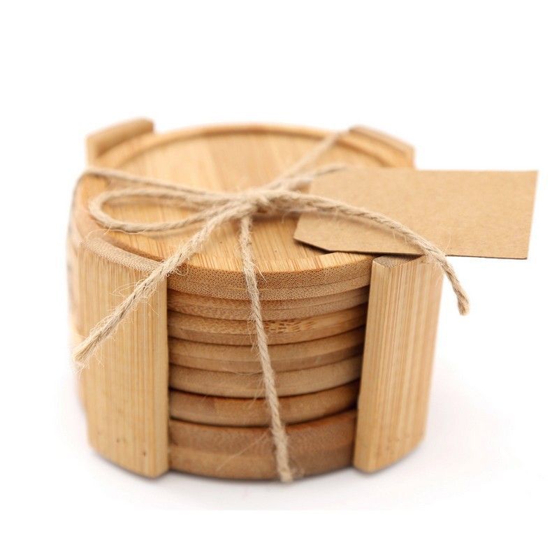 6x Coaster Bamboo - 10cm